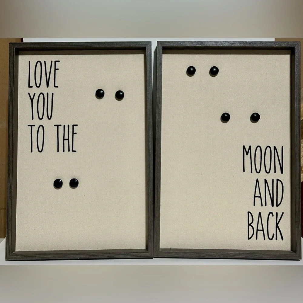 Canvas Magnetic Frame Picture Collage Love You Moon Back Fetco Wall Dorm Decor